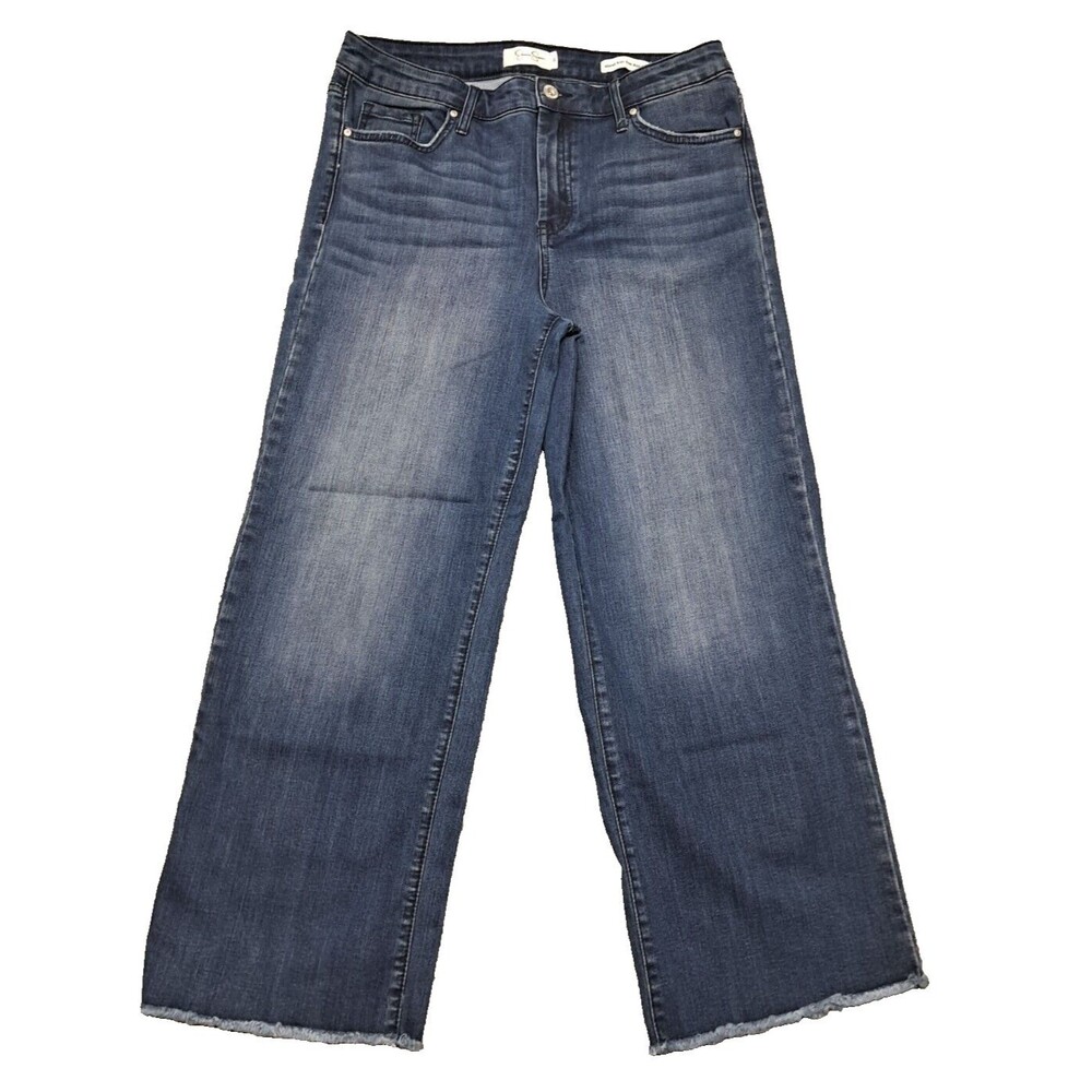 Jessica Simpson Jeans Womens Sz 30 Crop Denim Blue Stretch Adored High Rise Wide